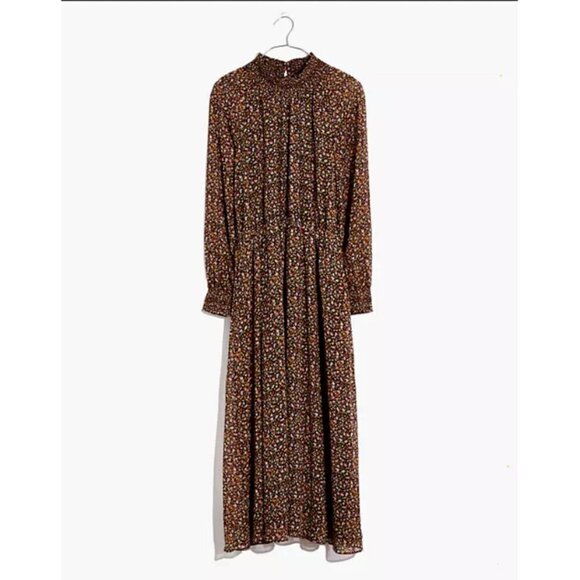 💕MADEWELL💕 Georgette Smocked-Neck Midi Dress Folktale Paisley Large L NWT - Picture 9 of 16